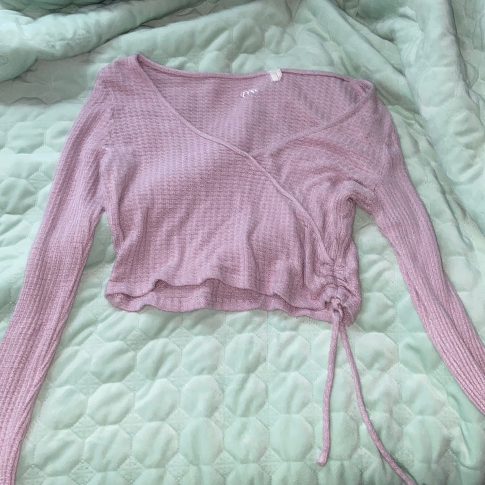 Pacsun - long sleeve cropped waffle knit top!